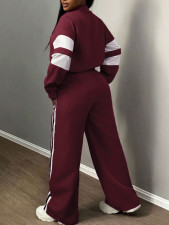 Color Block Long Sleeve Sport Two Piece Pants Set HNIF-SY049