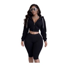 Long Sleeve Hooded Sweatshirt Two Piece Pants Set GFCF-1609
