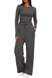 Solid Color Long Sleeve Casual Pants Suit GMYS-LWZ8263