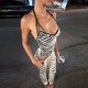 Halterneck Tie Up Backless Two Piece Pants Set DLSF-K6S18150A