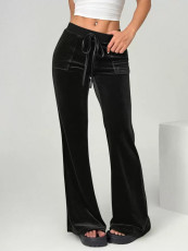 Velour Solid Color Micro Flare Pants GMYS-LWZ8302
