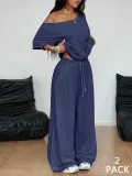 Solid Color Top Two Piece Pants Set GMYS-LWZ8323