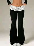 Color Block Patchwork Micro Flare Pants GMYS-WL260718