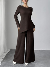 Solid Color Long Sleeve Loose Two Piece Pants Set HNIF-SY013