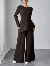 Solid Color Long Sleeve Loose Two Piece Pants Set HNIF-SY013
