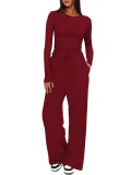 Solid Color Long Sleeve Casual Pants Suit GMYS-LWZ8263