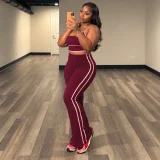 Contrast Color Sling Three Piece Pants Set HNIF-TY047