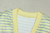 Stripe V Neck Casual T Shirt GJYO-JT0128987