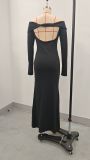 Off Shoulder Solid Color Maxi Dress GMYS-LWZ8296
