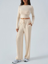 Solid Color Long Sleeve Pants 2 Piece Set GMYS-LWL8221