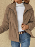Plus Size Plush Cardigan Lapel Short Jacket﻿ GMYS-LWZ0134