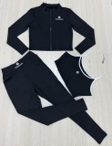 VIP1 Printed Solid Color Yoga Three Piece Pants Set QYLF-0195