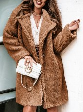 Plus Size Fury Long Sleeve Lapel Plush Coat GMYS-LWZ8148