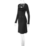 Lace Edge Long Sleeve Two Piece Skirts Set LJSF-S6922474X