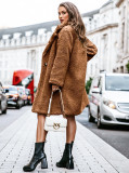 Plus Size Fury Long Sleeve Lapel Plush Coat GMYS-LWZ8148