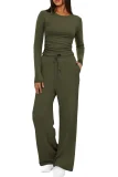 Solid Color Long Sleeve Casual Pants Suit GMYS-LWZ8263