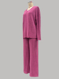 V Neck Long Sleeve Loose Two Piece Pants Set GMYS-LWZ8308