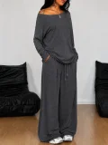 Solid Color Top Two Piece Pants Set GMYS-LWZ8323