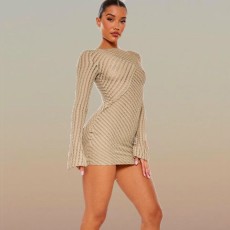 Long Sleeve Solid Color Mini Dress GMYS-LWZ8283