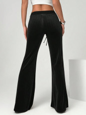 Velour Solid Color Micro Flare Pants GMYS-LWZ8302