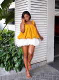 Flower Buds Ruched Loose Two Piece Shorts Set GKYS-3148