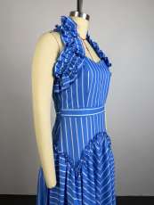 Halterneck Stripe Backless Maxi Dress GCNE-91472