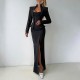 Long Sleeve Single Breasted Two Piece Skirt Set GYME-K6S17860A
