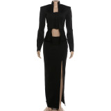 Long Sleeve Single Breasted Two Piece Skirt Set GYME-K6S17860A