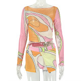 Long Sleeve Printed Two Piece Short Set GJYO-JSD711978
