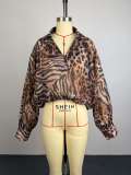 Leopard Printed V Neck Loose Shirt GCNE-75345