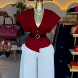 Bat Sleeve V Neck Shirt GCNE-73244