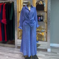 Long Sleeve Solid Color Shirt Two Piece Pants Set GCNE-75551