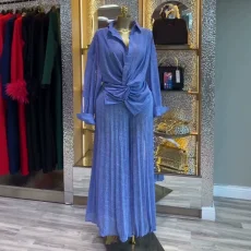 Long Sleeve Solid Color Shirt Two Piece Pants Set GCNE-75551