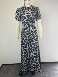 Plus Size Short Sleeve Solid Color Top Two Piece Pants Set GHMF-29854