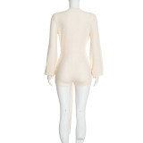 Deep V Neck Long Sleeve Mini Dress MXBF-J26RP450