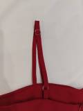 Plus Size Contrast Color Scarf Collar Camisole Maxi Dress GHMF-30688