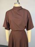 Short Sleeve Solid Color Top Long Skirt Suit GCNE-75543