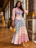 Printed Long Sleeve Shirt Long Skirt 2 Piece Set GCNE-76098