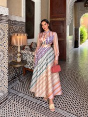 Printed Long Sleeve Shirt Long Skirt 2 Piece Set GCNE-76098