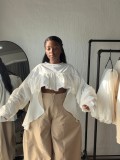 Ruffles Irregular Long Sleeve Shirt GCNE-75730
