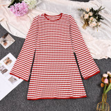 Stripe Long Sleeve Mini Dress GNZD-60310DBL