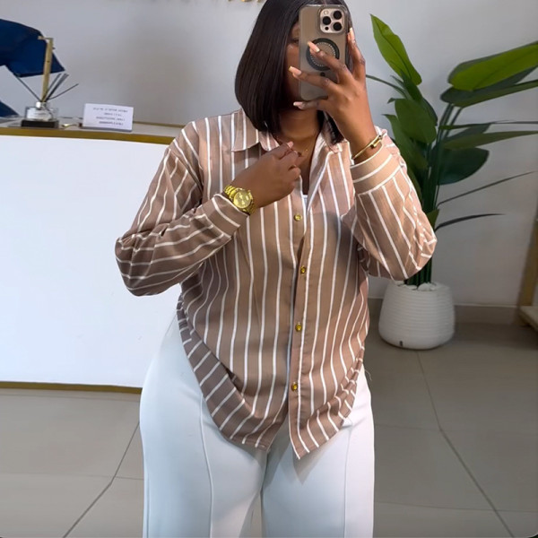 Stripe Long Sleeve Shirt GCNE-73826