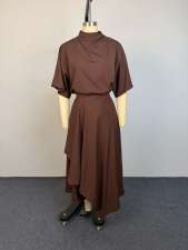 Short Sleeve Solid Color Top Long Skirt Suit GCNE-75543