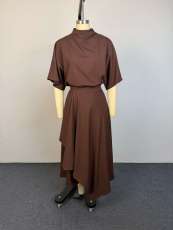 Short Sleeve Solid Color Top Long Skirt Suit GCNE-75543