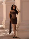 Solid Color Ruched Mesh Mini Dress GMYU-11390