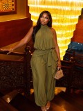 Sleeveless Solid Color Two Piece Pants Set GMSF-91380