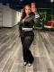 Contrast Color Long Sleeve Sport Two Piece Pants Set GBGF-6923