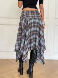 Plaid Printed Irregular Mid-skirts GSRX-1033