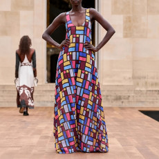 Plus Size Casual Printed Sleeveless Maxi Dress GHMF-30743
