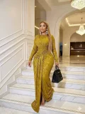 Long Sleeve Ruched Maxi Dress GADE-11403